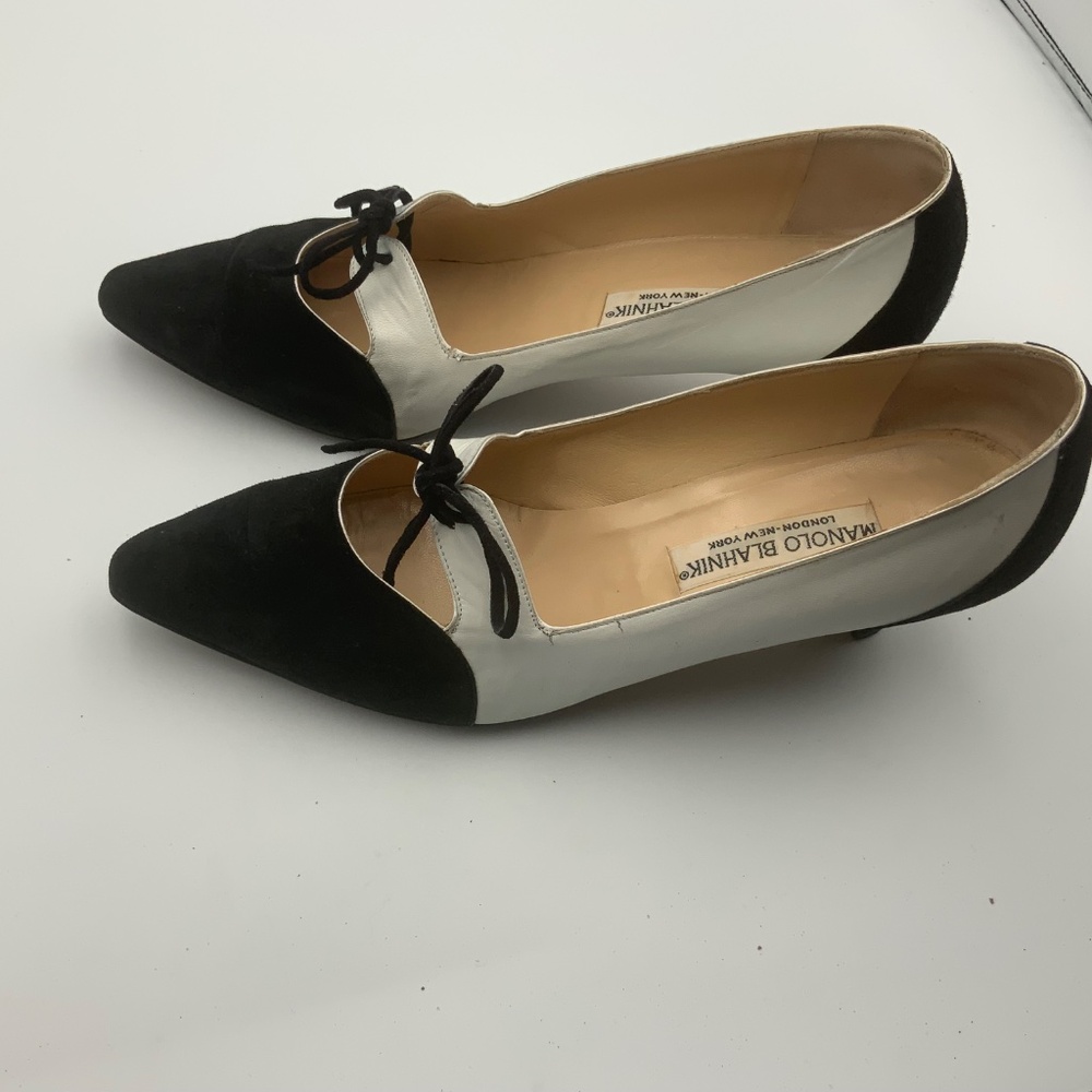 Manolo Blahnik Black and Silver Heels - Picture 3 of 8